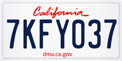 CA license plate 7KFY037