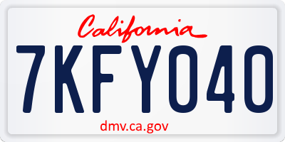 CA license plate 7KFY040