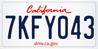 CA license plate 7KFY043