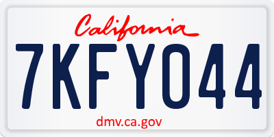 CA license plate 7KFY044