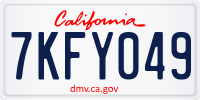 CA license plate 7KFY049