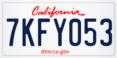 CA license plate 7KFY053