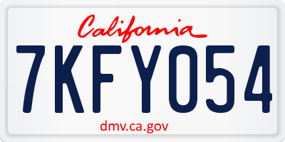 CA license plate 7KFY054