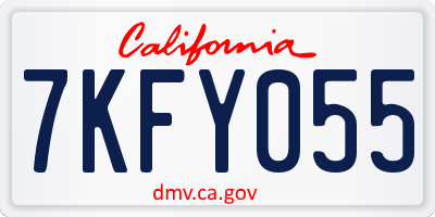 CA license plate 7KFY055