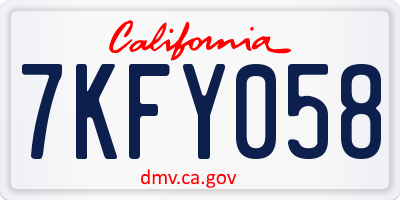CA license plate 7KFY058