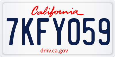 CA license plate 7KFY059