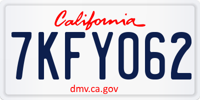 CA license plate 7KFY062
