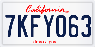 CA license plate 7KFY063