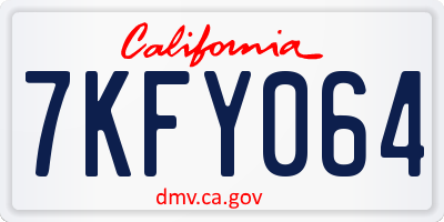 CA license plate 7KFY064