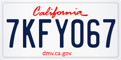 CA license plate 7KFY067