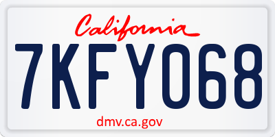 CA license plate 7KFY068