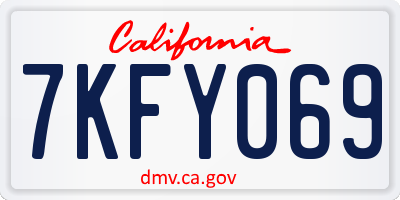CA license plate 7KFY069