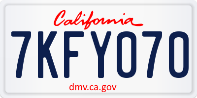 CA license plate 7KFY070
