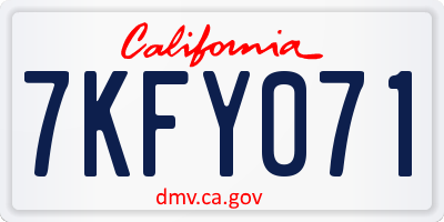 CA license plate 7KFY071