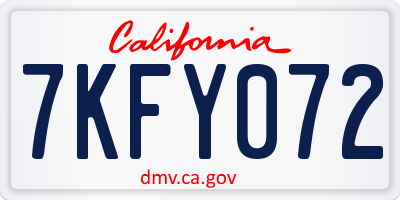 CA license plate 7KFY072