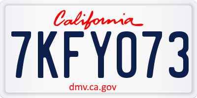 CA license plate 7KFY073