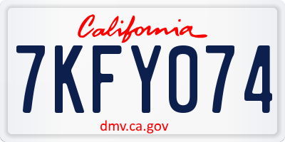 CA license plate 7KFY074