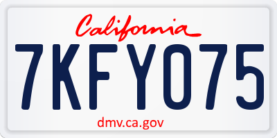 CA license plate 7KFY075