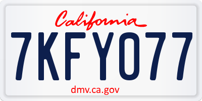 CA license plate 7KFY077