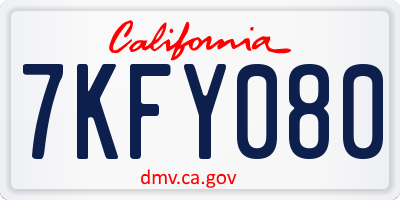 CA license plate 7KFY080