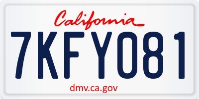 CA license plate 7KFY081