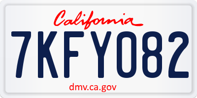 CA license plate 7KFY082