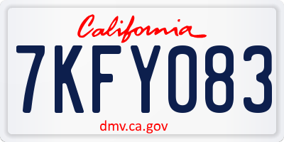 CA license plate 7KFY083