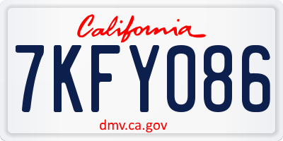CA license plate 7KFY086