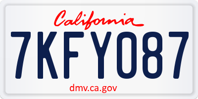 CA license plate 7KFY087