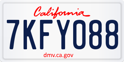 CA license plate 7KFY088