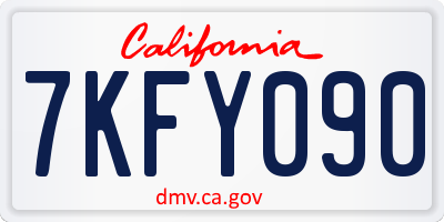 CA license plate 7KFY090