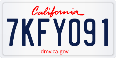 CA license plate 7KFY091