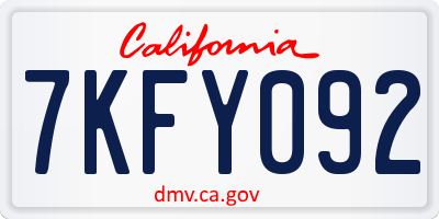 CA license plate 7KFY092