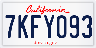 CA license plate 7KFY093