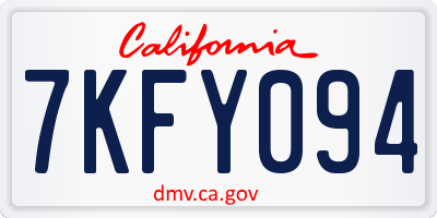 CA license plate 7KFY094