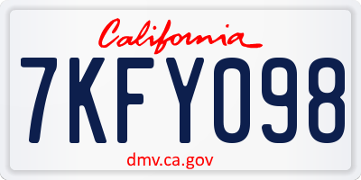 CA license plate 7KFY098