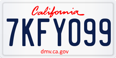 CA license plate 7KFY099