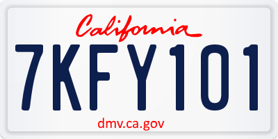 CA license plate 7KFY101