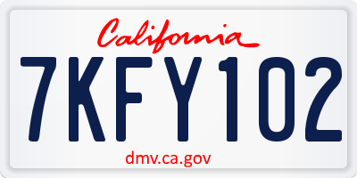 CA license plate 7KFY102