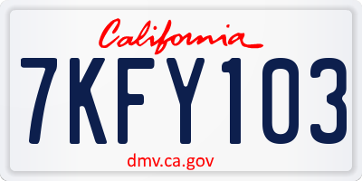 CA license plate 7KFY103