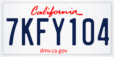 CA license plate 7KFY104