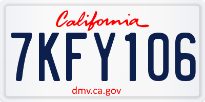 CA license plate 7KFY106