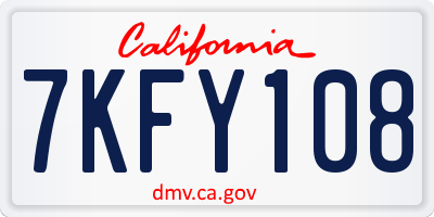 CA license plate 7KFY108
