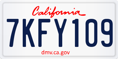CA license plate 7KFY109