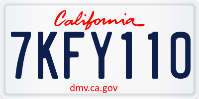 CA license plate 7KFY110