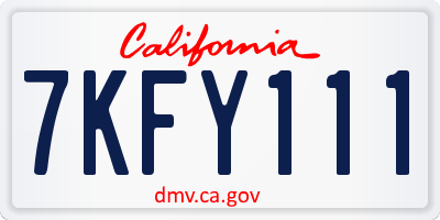 CA license plate 7KFY111