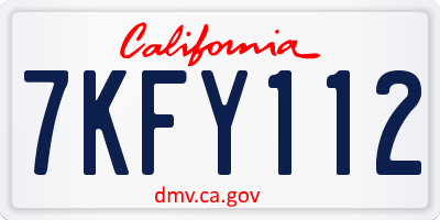 CA license plate 7KFY112