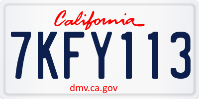 CA license plate 7KFY113