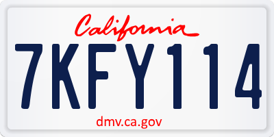 CA license plate 7KFY114
