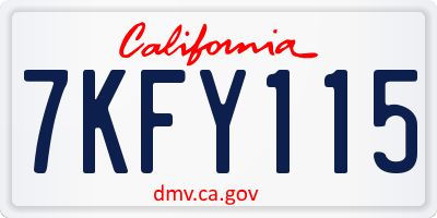 CA license plate 7KFY115
